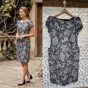 Carolina Herrera Navy Jacquard Floral Lace Dress | Quiet Luxury Coquette 10